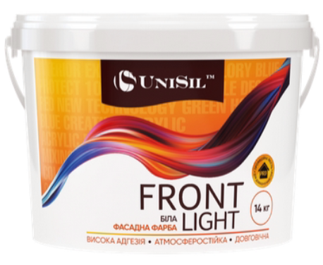 Фарба акрилова водоемульсійна UniSil Front Light мат біла 14 кг